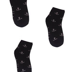 Kids Black Anchor Pattern Socks – 3 Pack – Size 8–12 – Unbranded – NWOT